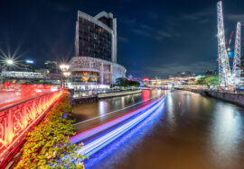Waterfront Buildings Reflection Night Skyline Clarke Quay original