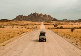 Namibia road trip through desert landscape