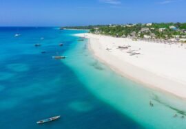 Zanzibar beach and turquoise Indian Ocean Tanzania