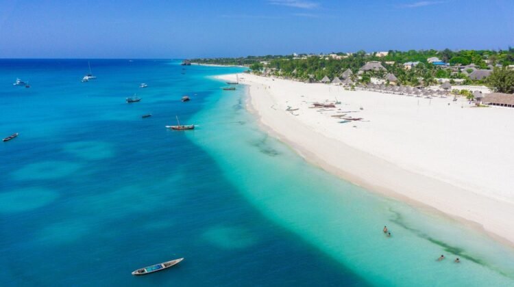 Zanzibar beach and turquoise Indian Ocean Tanzania