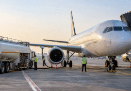 Aircraft refuelling at an airport, illustrating airline fuel surcharges — AI-generated