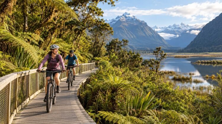Great Rides cycling tourism in New Zealand, AI-generated representative image