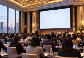Hospitality Japan Conference setting, AI-generated representative hotel conference image