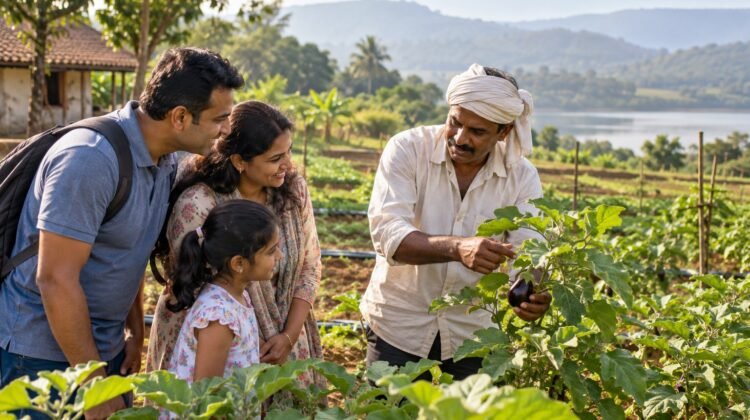 Agri-tourism farm experience in Maharashtra, AI-generated representative image
