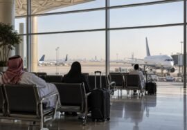 Riyadh airport terminal and travellers, AI-generated representative image