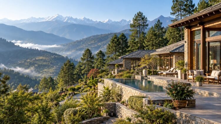 114-key resort concept in Uttarakhand hills near Kainchi Dham, AI-generated representative image