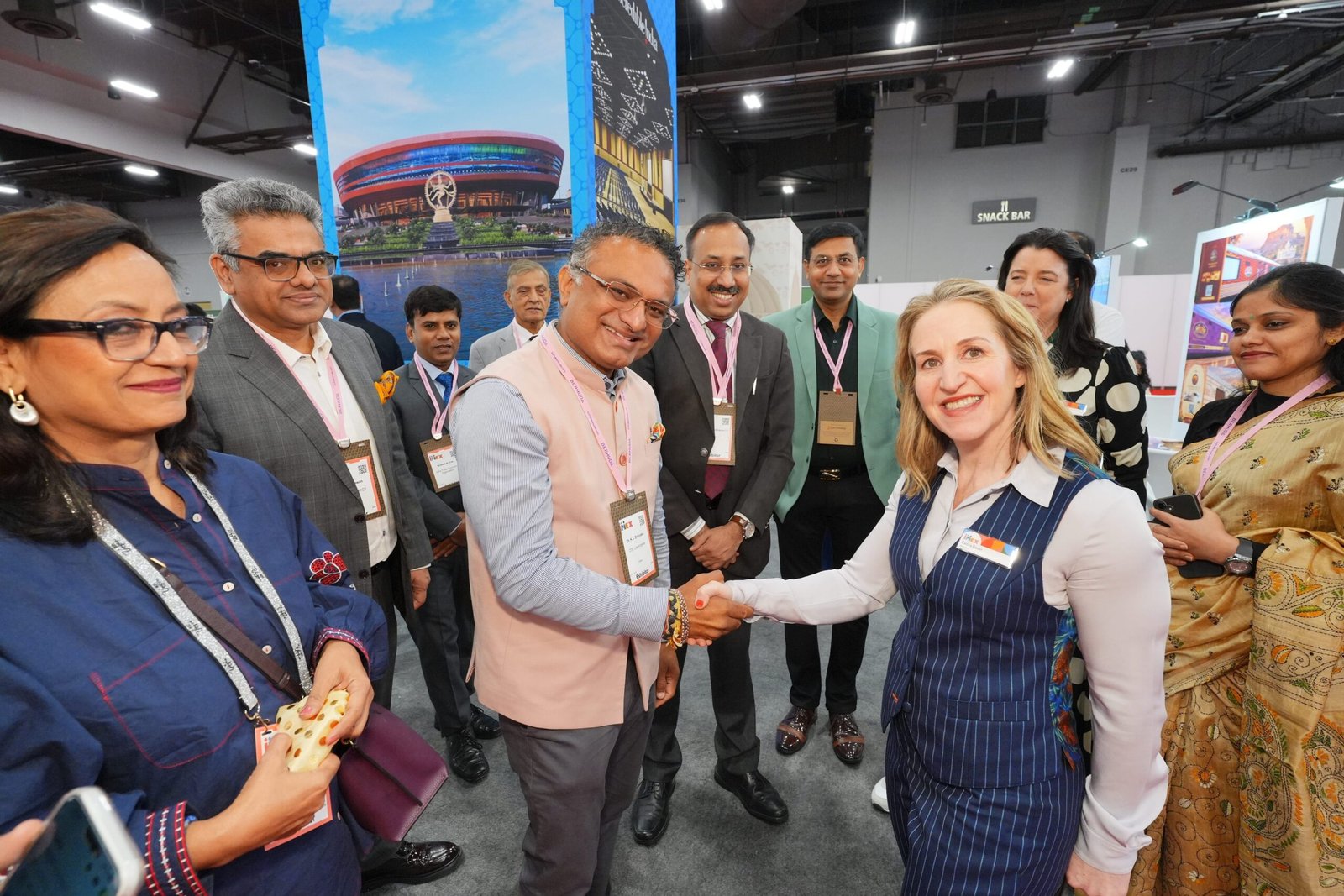 India Showcases Diverse MICE Tourism Offerings at IMEX Las Vegas 2026 3 Tourism representatives meeting at IMEX Las Vegas 2026