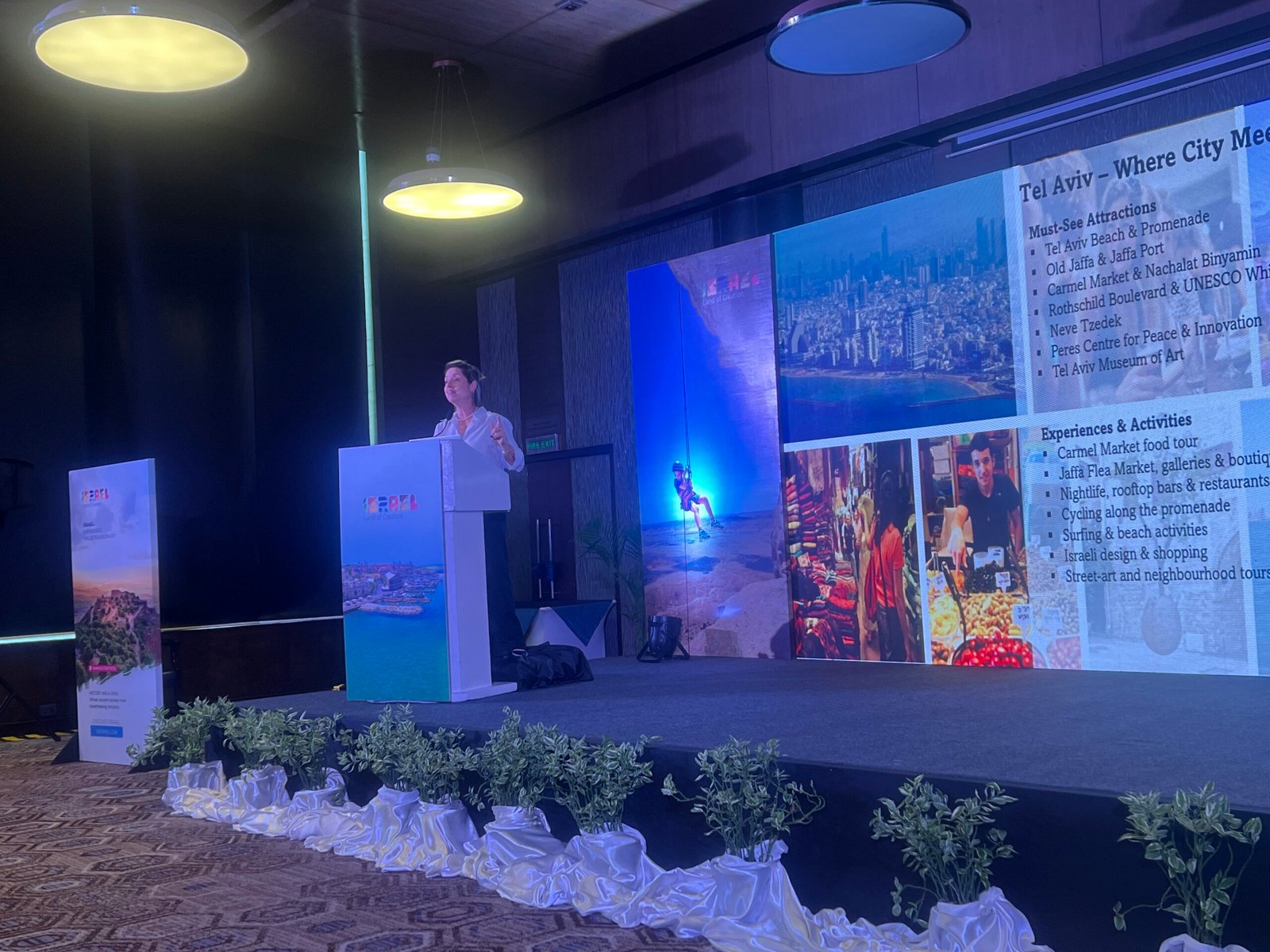 Israel Tourism Ministry, Satguru Travel Host Roadshow in New Delhi 2 Speaker presenting Israel tourism destinations at the New Delhi roadshow