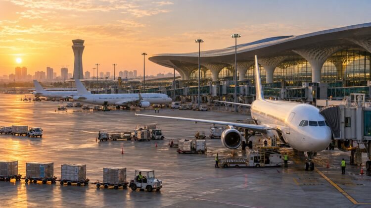 AI-generated representative illustration: Mumbai airport's international flight reshuffle faces a delay