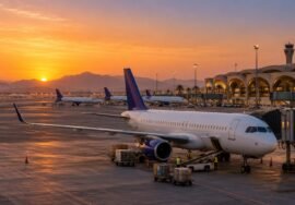 IndiGo Saudi services — AI-generated representative airport illustration