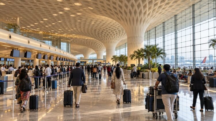 Mumbai Airport — AI-generated representative terminal illustration