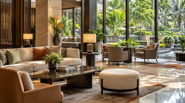 LXR Hotels & Resorts — AI-generated representative luxury hotel illustration, not The Den Bengaluru