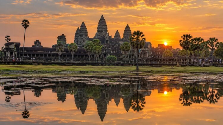 Pchum Ben tourism — AI-generated representative Angkor Wat illustration