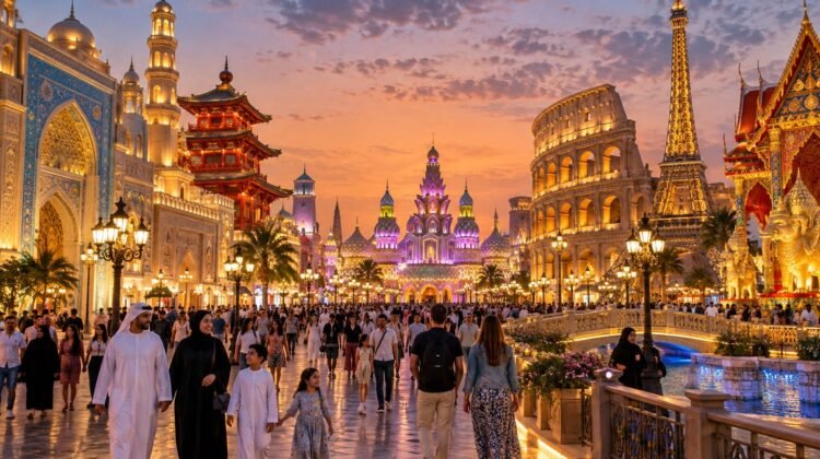 Global Village — AI-generated representative multicultural attraction illustration